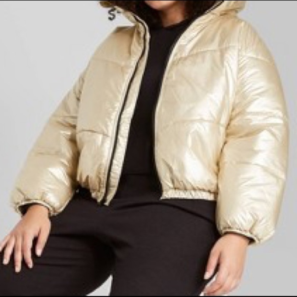 target gold cropped puffer jacket